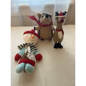 Lot 3 Dog Chew Toy Christmas Reindeer Rubber Chicken Snowman Squeaker Hedgehog